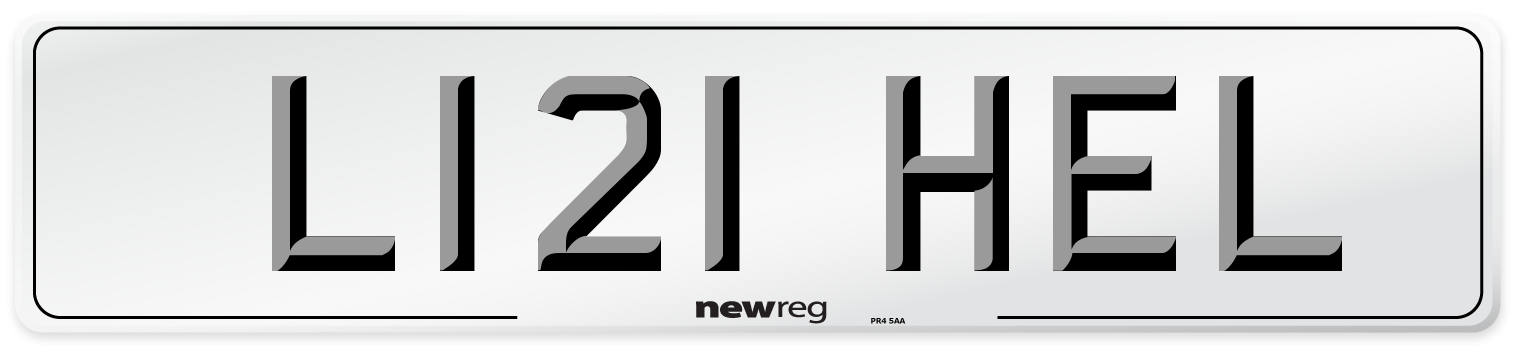 L121 HEL Number Plate from New Reg